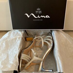 Nina Bettany-YS Women's Silver Strappy Heels